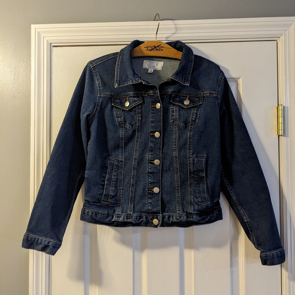 4/$25! Time & Tru Dark Wash Denim Jacket - Sz S